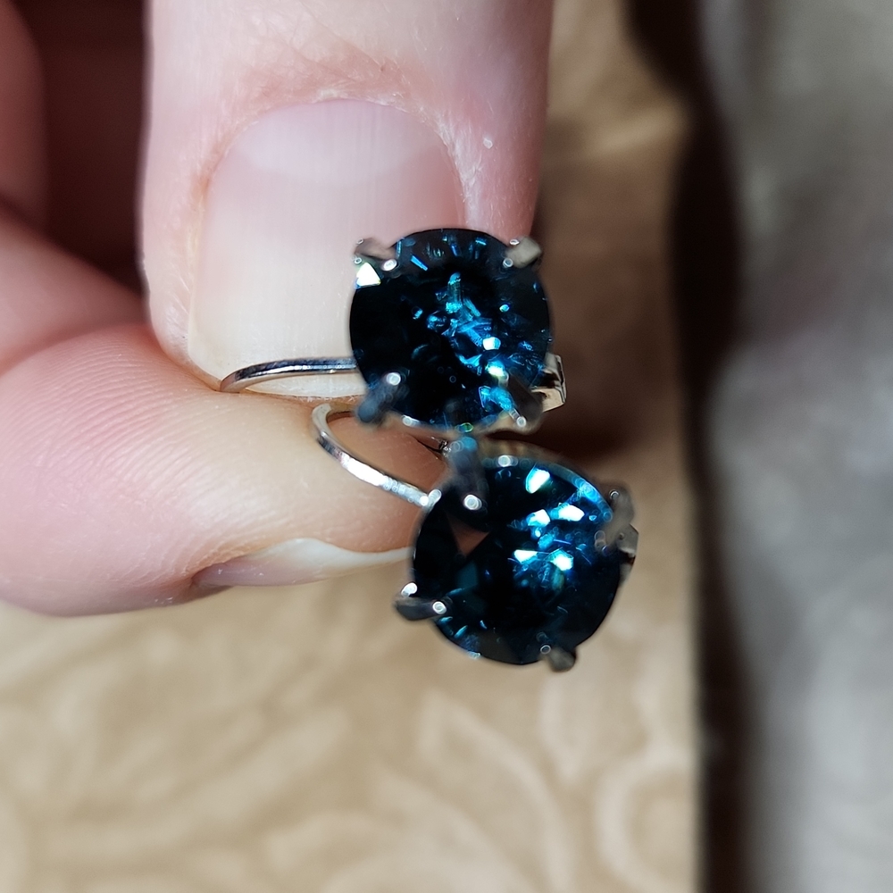 NEW! 8mm Swarovski crystal teal blue lever back earrings, handmade
